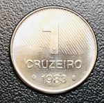 Moeda do Brasil - 1 Cruzeiro 1983 - ( data Chave ) -  V-346 FC - Cana de Açúcar - Aço Inox - Republica.