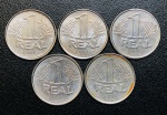 5 Moedas 1 Real 1994 - 1ª Familia - Aço Inox - Excelente Conservação.