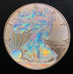 Estados Unidos - 1 Dolar 2019 American Silver Eagle - 1 Onça De Prata  (.999) - 31,103g - 40,6mm - Km-273 FC - Edição Com Imagem holográfica e colorida- Rara.