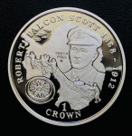 Ilha de Man - 1 Crown 1999 - Prata (.925) - 28,28 g - 38,61mm - Km-957a - Proof Fc - Edição Comemorativa Robert Falcon Scott - Séries: Grandes Exploradores do Mundo.