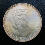 Moeda Alemanha - 5 Deutsche Mark 1969 - Letra F - Km-126 - Prata (.625) - 11,2 g - 29 mm - Comemorativa 375º aniversário da morte de Gerhard Mercator.