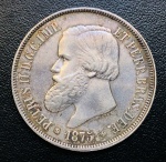 Moeda do Brasil - 2000 Reis 1875 - P-635 - Prata (.917) - 25,5 g - 37 mm - Imperio D. Pedro II - Excelente Conservação Muito Bonita.