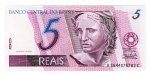 Cédula do Brasil - 5 Reais 1ª Família 2006 C-276 - 1º Chancela Sob - (Guido Mantega  / Henrique de Campos Meirelles).