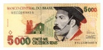 Cédula Do Brasil - 5000 Cruzeiros Reais 1993 C-239 FE - Serie Nº 1321 - Gaucho a Cavalo.