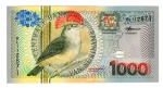 Cédula Estrangeira -  1000 Florins Suriname 2000 FE P-151 - Série Pássaros - Edição de 2000 - Papa Mosca Real.