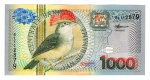 Cédula Estrangeira -  1000 Florins Suriname 2000 FE P-151 - Série Pássaros - Edição de 2000 - Papa Mosca Real.