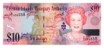 Cédula Estrangeira - Ilhas Cayman - 10 Dólares 2018 P-40a FE - Série D - Rainha Elizabeth II.