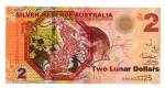 Cédula Estrangeira - Australia 2 Dólares Lunares 2015 Polimero FE - Reserva de Prata da Austrália - Souvenir.
