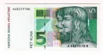 Cédula Estrangeira - Croácia - 5 Kuna 1993 P-28a FE - Frankopan e P. Zrinski - Lídere Da Conspiração Magnata do Século XVII.