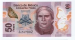 Cédula México - 50 Pesos 2012 - P-123Ab Polimero FE - Série B - Período Estados Unidos Mexicanos / República Mexicana (1823-hoje).
