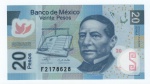 Cédula México - 20 Pesos 2006 - P-122 Polimero FE - Séries: F family - Período Estados Unidos Mexicanos / República Mexicana (1823-hoje).