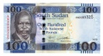 Cédula Sudão do Sul - 100 Libras Sudanese 2019 - P-B115d FE - Dr. John Garang de Mabior (1945-2005), foi um político e líder revolucionário sudanês e um guerreiro Dinka. 