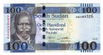 Cédula Sudão do Sul - 100 Libras Sudanese 2019 - P-B115d FE - Dr. John Garang de Mabior (1945-2005), foi um político e líder revolucionário sudanês e um guerreiro Dinka. 