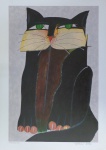 Aldemir Martins - editado pela fundação - Gato preto - Serigrafia, 61/150 - 70 x 50 cm - Sem moldura