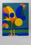 Aldemir Martins - editado pela fundação - Galo colorido - Serigrafia, 16/80 - 50 x 35 cm - Sem moldura