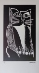Aldemir Martins - editado pela fundação - Gato preto - gravura, P.A. - 50 x 35 cm - Sem moldura