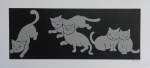 Fang - Gatos - prata - Serigrafia, 13/50 - 23 x 50 cm - Sem moldura