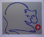 Aldemir Martins (Editado pela fundação)  - Gato cinza - serigrafia, 51/100 - 44 x 50 cm - sem moldura