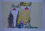 Aldemir Martins (editado pela fundação) - Família de gatos - Serigrafia, P.A. - 35 x 50 cm - sem moldura