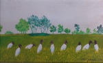 Manezinho Araújo - Patos - óleo sobre tela - 13 x 21 cm - 1986
