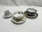 Lote de 3 xícaras decorativas para colecionador em porcelana.