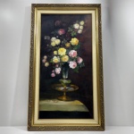 Quadro Pintura Óleo sobre Tela, Natureza Morta, Assinado, Moldura em Madeira. Medidas: Altura: 117,5 cm, Largura: 4 cm, Comprimento: 67,5 cm, Peso: 5510 g.