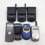 Lote com 7 Celulares, 6 Motorolas,  1 Nokia, Com Detalhes pelo uso, Não testado o funcionamento de Nenhum. Medidas do Maior: Altura: 12,5 cm, Largura: 2,5 cm, Comprimento: 5,5 cm, Peso Total: 750 g.