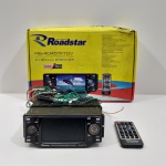 DVD Player Automotivo, Marca Roadstar, Modelo RS-4045TFTDV, Na Caixa, Não testado o Funcionamento. Medidas da Caixa: Altura: 10 cm, Largura: 24,5 cm, Comprimento: 36 cm, Peso Total: 2560 g.