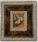 JUSTINO/79 - ACRÍLICA SOBRE MADEIRA, EMOLDURADA, REPRESENTANDO FIGOS . MEDIDAS DA OBRA: / MEDIDAS COM MOLDURA.: 25,5 X 23,5 CM
