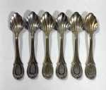 ANTIGAS COLHERES PARA CAFÉ EM METAL PRATEADO, DESGASTE NO METAL. MEDIDAS: 9,5 CM