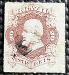 Dom Pedro II (percé) - nº 31L - Legenda possivel ESPANHOL - lado esquerdo - carimbado.