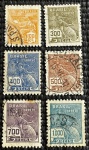Vovó - Parte II - 6 selos, entre nº 280 A e nº 289 A - Fil. K - Dent. 11 - carimbados.