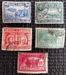 Comemorativo - 5 selos - C-14 a 16; C-21 e 22 - De 1922 e 1928 - carimbados.