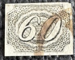 Império - Inclinado - 60 réis - tipo IIa - nº 6 - 1844 - carimbado (60 UF).