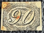 Império - Inclinado - 90 réis - tipo IIa - nº 7D - 1844 - carimbado (275 UF).