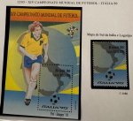 Bloco e Comemorativos do bloco - 1990 - Copa do Mundo 90 - B-86 + C-1680 - mint (13 UF).
