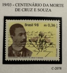 1998 - Comemorativo - Poeta Cruz de Souza - selo C-2078 (vide foto) - mint (3 UF).
