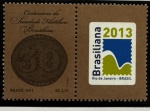 2011 - Comemorativo. Conjunto selo C3154 (Centenário da Sociedade Filatelica) + 1 vinheta, Brasiliana 2013 - (vide foto), mint.