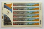 2015 - Comemorativo. Entrega da Bandeira Olímpica. Folha: C3398 a C3400 + vinheta (vide foto), mint.