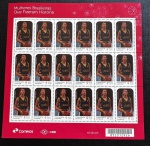 2019 - Comemorativo. Mulheres Brasileiras - Hortência. Folha c/ 12 selos + vinheta, C3834 (vide foto) - mint.