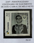 2020 - Personalizado Básico. Cent. Nascimento de João Cabral de Melo Neto. PB-161 (vide foto), mint.