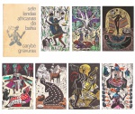 CARYBÉ (1911-1997) - Grande album "SETE LENDAS AFRICANAS NA BAHIA", com 7 xilogravuras coloridas, assinadas e numeradas de punho, ano 1978", armazenadas em grande estojo com apresentação de Jorge Amado, introdução de Waldeloir Rego e programação de Emanoel Araujo. Edição Odebrecht. Medida total: 71 x 51 cm.