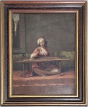 Jean Baptiste Vanmour (1671-1737) - O.s.t, vestígios do título "Turque..." no c.i.e., assinado no verso, monogramado no c.i.d. Med. 35 x 25,5 cm (tela) e 44 x 36 cm (moldura). Atrib.  ----- VER OBRAS DESSSE ARTISTA NA SOTHEBYS ---- https://www.sothebys.com/en/search?query=vanmour&pfilters.dateRange=past  ---CHRISTIES --- https://www.christies.com/en/search?entry=vanmour&page=2&sortby=relevance&tab=sold_lots -----https://picryl.com/collections/jean-baptiste-vanmour-16711737-1ab4dc