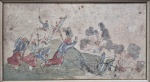 FRANÇA, SÉC.XIX - Assinatura não identificada. Antigo desenho francês a nanquim e aquarela "Cena de Guerra". Assinado no verso à pena " Belirrier(?)". Med. 23 x 13 cm. Montado em paspatur, mas sem moldura. Med. 34 x 24 cm. Amarelado do tempo.