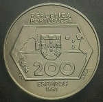 PORTUGAL - MOEDA DE NÍQUEL - 200 ESCUDOS - SOBERBA