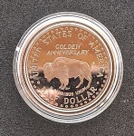 Estojo Estados Unidos 1991 com Moeda  Dólar Proof Letra S - Cobre-níquel - 11,34 g- 30,6 m - Edição comemorativa 50º aniversário do Monte Rushmore - Km-228 Fc - Com Certificado