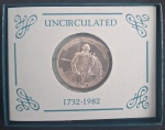 Estojo Estados Unidos com Moeda dólar 1982 - Comemorativa 250º aniversário do nascimento de George Washington - Prata (.900) - 12,5 g - 30,61 mm - Km 208 Fc com Certificado .