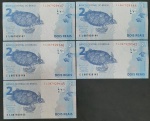BRASIL - C336 - 2 REAIS - EL - MEIRELLES/GOLDFAJN - FE - 5 NOTAS EM SEQUENCIA