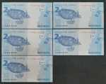 BRASIL - C339 - 2 REAIS - HH - GUEDES/CAMPO NETO - FE - 5 NOTAS EM SEQUENCIA