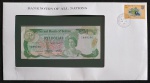 BELIZE - ENVELOPE COM CÉDULA DE DA RAINHA DE 1 DOLLAR FE E SELO COMEMORATIVO